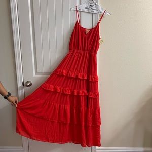 NEW Long Ruffle Red Dress